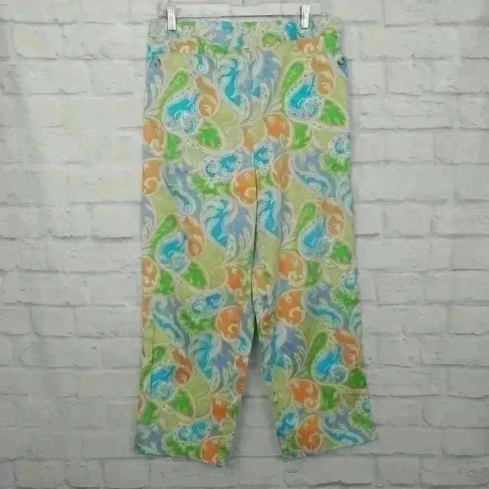 Talbots Stretch Multicolor Cropped Capri Paisley
